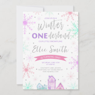 Winter Onederland Paarse, blauw en roze Kaart
