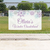 Winter Onederland Paarse Blauwe Snowflakes Spandoek (Insitu)