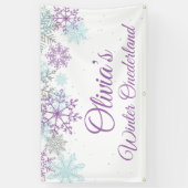 Winter Onederland Paarse Blauwe Snowflakes Spandoek (Verticaal)