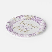 Winter Onederland Paarse en gouden sneeuwvlok bord (Gekanteld)