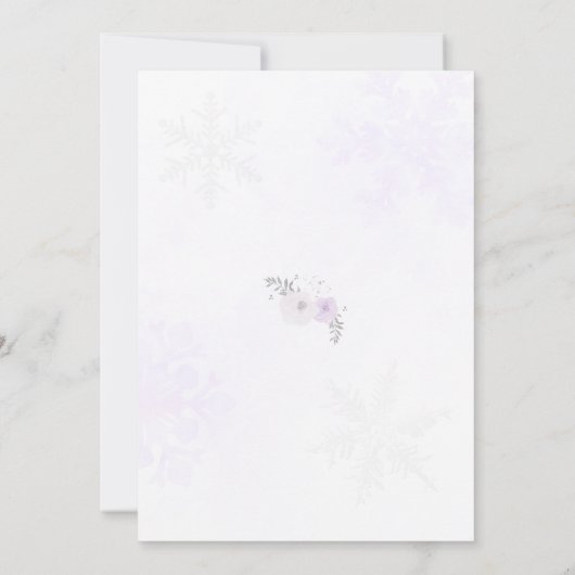 Winter ONEderland Paarse sneeuwvlok 1e uitnodiging (Achterkant)