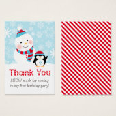 Winter ONEderland Party Blue Red Bedankt Visitekaartje (Voorkant /achterkant)