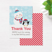 Winter ONEderland Party Blue Red Bedankt Visitekaartje (Bureau)