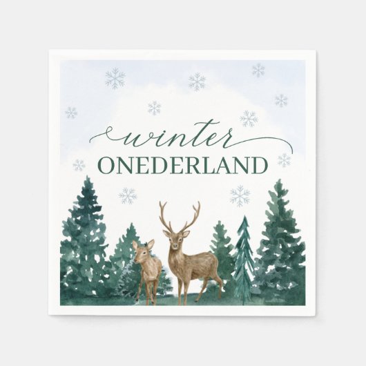 Winter ONEderland Party Napkins Servet (Voorkant)
