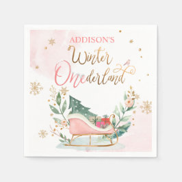 Winter Onederland Party Sleigh Girl 1e verjaardag Servet