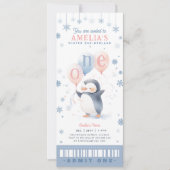 Winter Onederland Penguin 1e Verjaardag Ticket Pas Kaart (Voorkant)