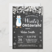 Winter Onederland Penguin Boy 1e verjaardag Kaart (Voorkant)
