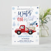 Winter ONEderland Penguin Polar Beer Birthday Kaart (Staand voorkant)