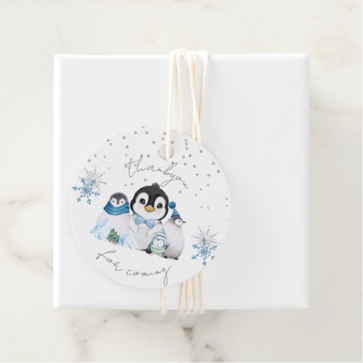 Winter Onederland Penguin Thankyou Bedankjes Labels (In situ)