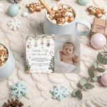 Winter Onederland Photo Thank You Card Kaart<br><div class="desc">Send heartfelt gratitude with this Winter Onederland Photo Thank You Card! Featuring cozy neutral tones, watercolor greenery, and delicate festive ornaments, this elegant design pairs perfectly with your winter wonderland theme. Add your baby’s photo for a personalized touch that loved ones will cherish. Perfect for first birthdays, baby showers, and...</div>