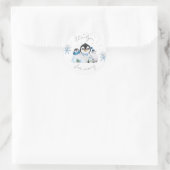 Winter Onederland Pinguïn Dankjewel Sticker (Tas)