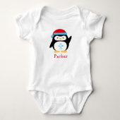 Winter ONEderland Pinguïn Monogram Eerste Verjaard Romper (Voorkant)