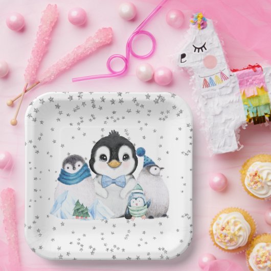 Winter Onederland Pinguïn Verjaardag Papieren Bordje (Feest)
