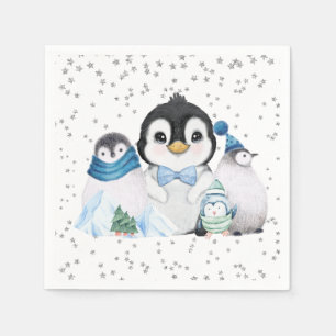 Winter Onederland Pinguïn Verjaardag Servet