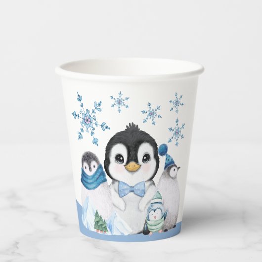 Winter Onederland Pinguïns Papieren Bekers (Voorkant)