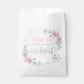 Winter ONEderland Pink and Silver Birthday Party Bedankzakje (Voorkant)