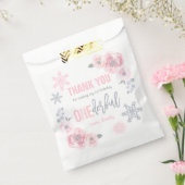 Winter ONEderland Pink and Silver Birthday Party Bedankzakje (Gezegeld)