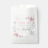 Winter ONEderland Pink and Silver Birthday Party Bedankzakje (Voorkant)