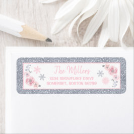 Winter ONEderland Pink and Silver Birthday Party Etiket