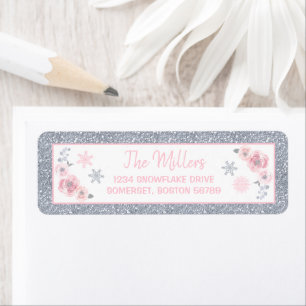 Winter ONEderland Pink and Silver Birthday Party Etiket