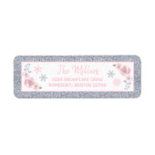 Winter ONEderland Pink and Silver Birthday Party Etiket (Voorkant)