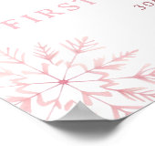 Winter Onederland Pink Bow 1st Birthday Welcome Poster (Hoek)