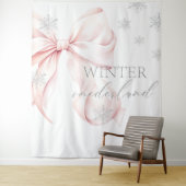 Winter Onederland Pink Bow  Backdrop Wandkleed (In situ)
