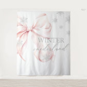 Winter Onederland Pink Bow  Backdrop Wandkleed (Voorkant)