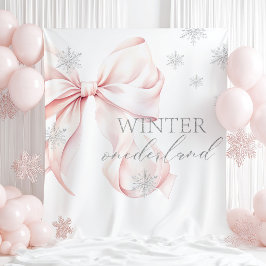 Winter Onederland Pink Bow  Backdrop Wandkleed