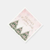 Winter Onederland Pink Bow Pine Trees 1st Birthday Servet (Hoek)