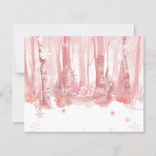 Winter Onederland Pink First Bday Photo Invitation (Achterkant)
