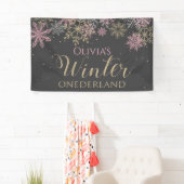 Winter Onederland Pink Gold Dark Gray Banner (Insitu)