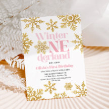 Winter Onederland Pink Gold Snowflake 1e verjaarda