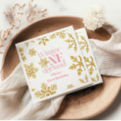 Winter Onederland Pink Gold Snowflake 1e verjaarda Servet