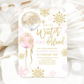 Winter Onederland Pink Gold Snowflake Birthday Kaart