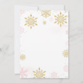 Winter Onederland Pink Gold Snowflake Birthday Kaart (Achterkant)