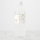 Winter Onederland Pink Gold Snowflake Birthday Waterfles Etiket (Achterkant)