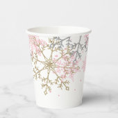 Winter Onederland Pink Gold Snowflakes Verjaardag Papieren Bekers (Links)