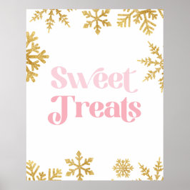 Winter Onederland Pink Gold Sweet Treats teken Poster