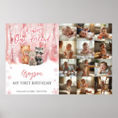 Winter Onederland Pink My First Year Photo Sign Poster (Voorkant)