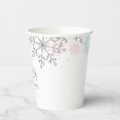 Winter Onederland Pink Silver Blue Snowflakes Papieren Bekers (Links)