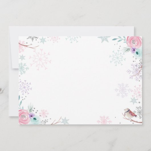Winter ONEderland Pink Silver Floral 1st Birthday Kaart (Achterkant)