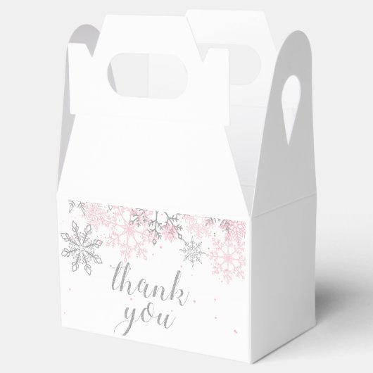 Winter Onederland Pink Silver Snowflake bedankt Bedankdoosjes (Geopend)