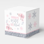 Winter ONEderland Pink Silver Snowflake Birthday Bedankdoosjes (Voorkant Zijde)
