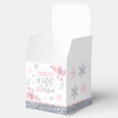 Winter ONEderland Pink Silver Snowflake Birthday Bedankdoosjes (Geopend)