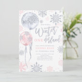 Winter Onederland Pink Silver Snowflake Birthday Kaart (Staand voorkant)