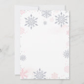 Winter Onederland Pink Silver Snowflake Birthday Kaart (Achterkant)