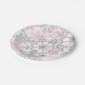 Winter Onederland Pink Silver Snowflake Papieren Bordje (Gekanteld)