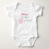 Winter Onederland Pink Silver Snowflake Romper (Voorkant)