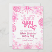 Winter Onederland Pink Snowflake First Birthday Bedankkaart (Voorkant)